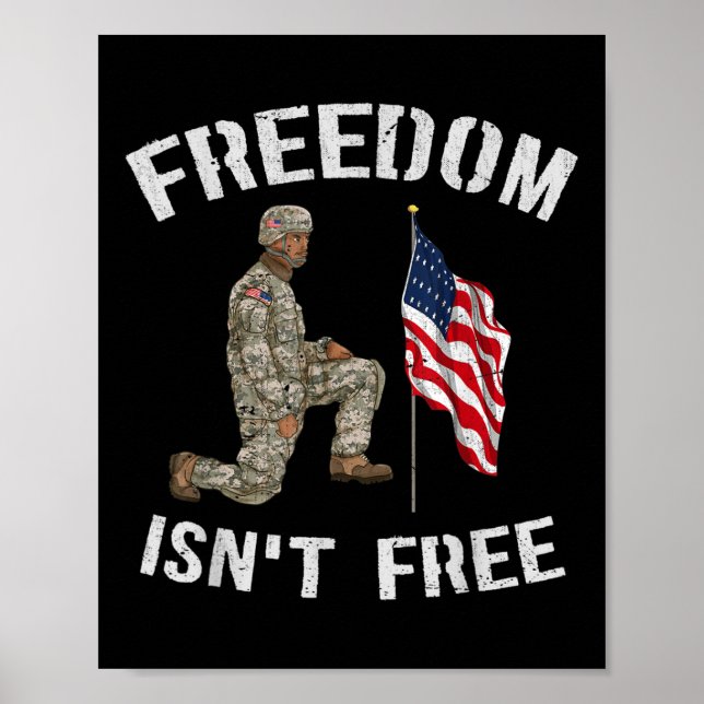 Poster Liberté n'est pas libre Américain drapeau vétéran  (Devant)