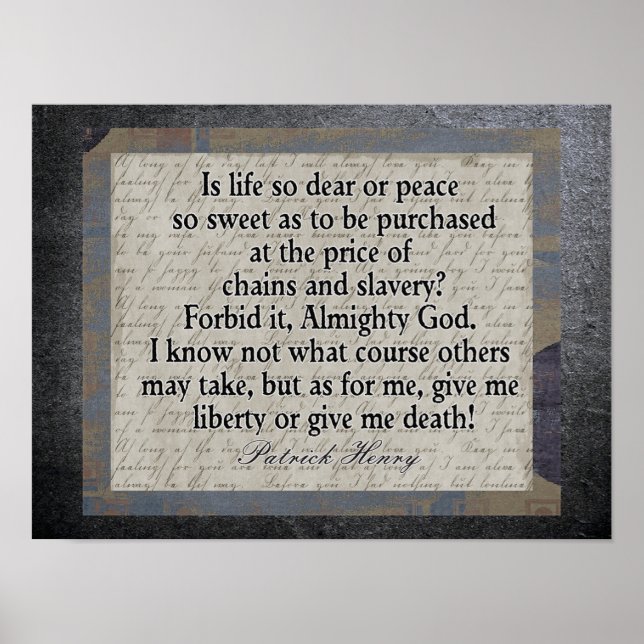Poster Liberté ou Mort - Citation de la Révolution améric (Devant)