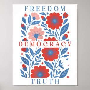 Poster Liberté Subtile Démocratie Vérité Boho Floral 4