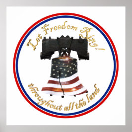 Poster Liberty Bell avec drapeau américain - Let Freedom