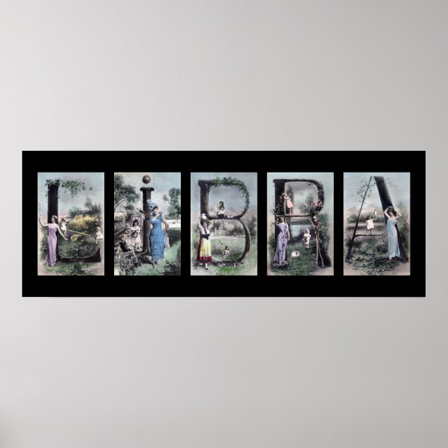 Poster LIBRA Alphabet Vintage Lettre Nom Art (Devant)