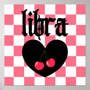 Poster Libra Gothique esthétique À damiers Cherry Art