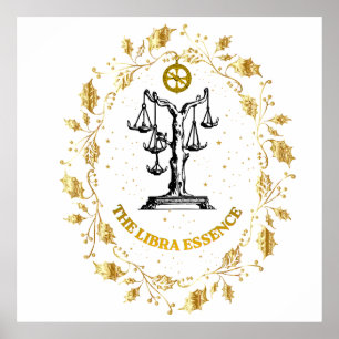 Poster Libra Zodiaque Luxe Esthétique Étoiles Art