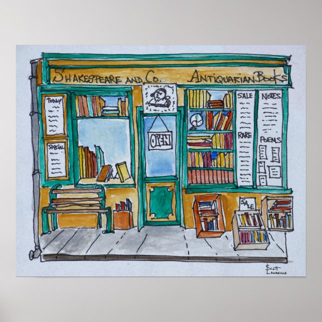 Poster Librairie Shakespeare & Co. | Seine, Paris (Devant)