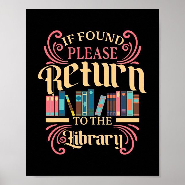 Poster Librarian Bookworm Book Lover Library (Devant)