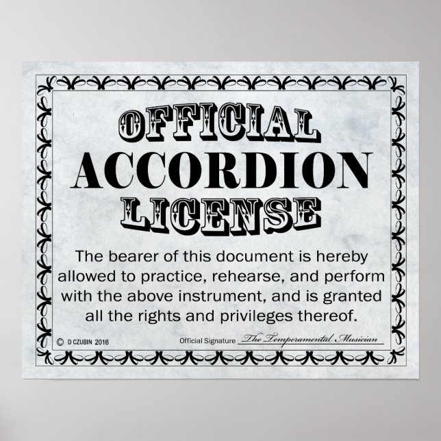 Poster Licence Accordéon (Devant)