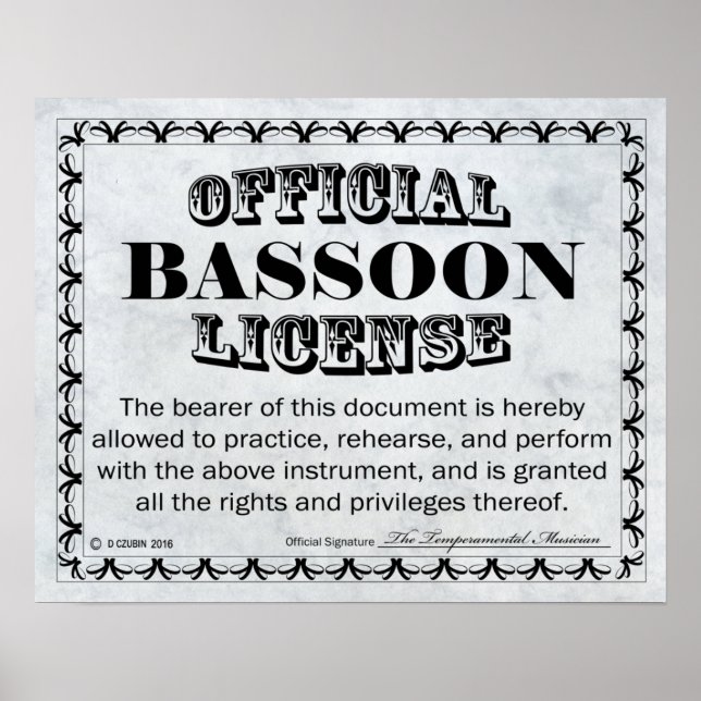 Poster Licence Bassoon (Devant)
