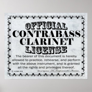 Poster Licence Clarinet Contrabass