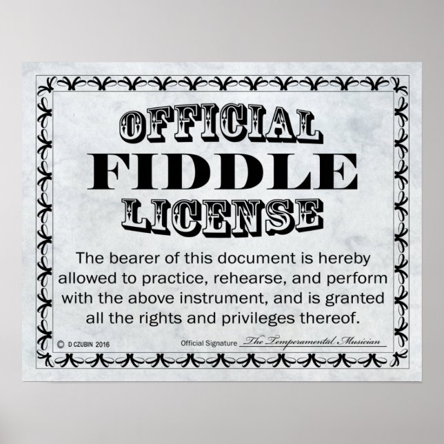Poster Licence Fiddle (Devant)