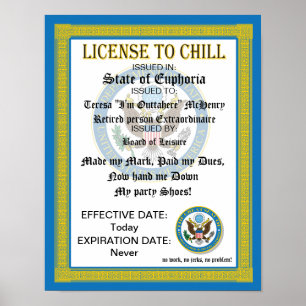 Poster Licence pour le certificat de retrait de refroidis