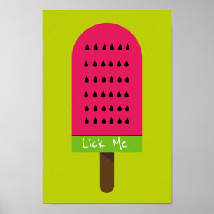 Poster Lick me drôle Pop Art popsicle fruité pastèque