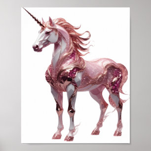 Poster Licorne argentée chic création personnalisée