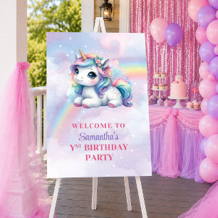 Poster Licorne Branchée Rose Violet Fille Anniversaire Bi