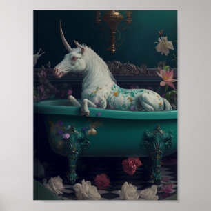 Poster Licorne dans la baignoire