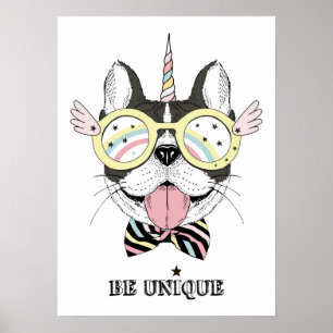Poster Licorne de bouledogue français