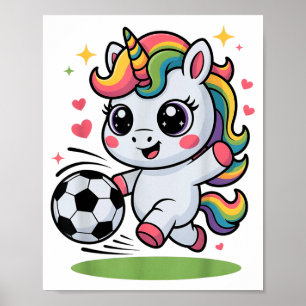 Poster Licorne de football drôle juste une fille qui aime