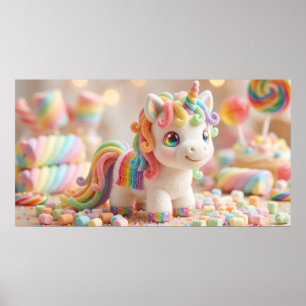 Poster Licorne de Guimauve et Rêve de Bonbons Pastel