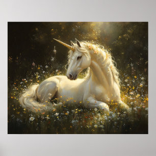 Poster Licorne de Prairie Dorée