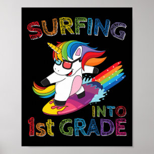 Poster Licorne de surf en 1re année Ck pour enfants à l'é