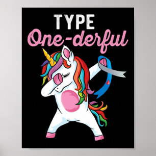 Poster Licorne de type Onederful Dabbing Diabète de type 