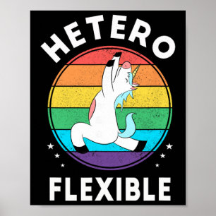 Poster Licorne de yoga drôle hétéroflexible alliée queer