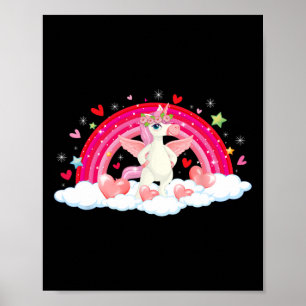 Poster Licorne drôle coeurs arc-en-ciel étoiles Saint-Val