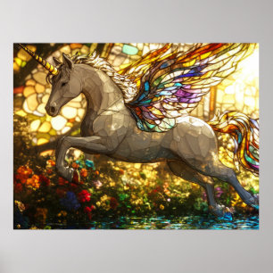 Poster licorne en verre tendu