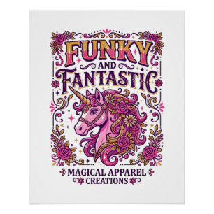 Poster Licorne funky et fantastique design stylé Zazzle_