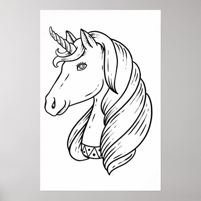 Poster licorne noire et blanche (Devant)