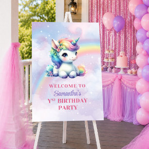 Poster Licorne Pailletée Couleurs Pastel Fille Anniversai