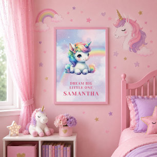 Poster Licorne Pastel Étincelante Anniversaire Fille Jour