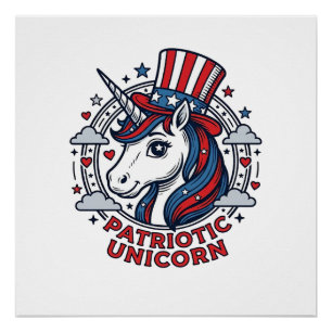 Poster Licorne Patriotique Gravure Vintage Graphique_1