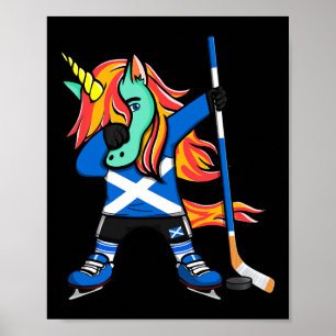 Poster Licorne verte Dabbing Ecosse Fans de hockey sur gl