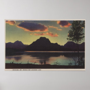 Poster L'Idaho - vue de crépuscule de Mt. Moran et lac