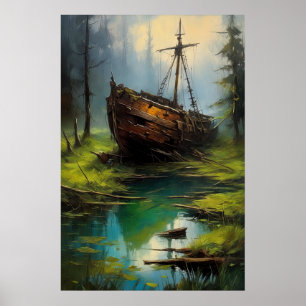 Poster Lieu de repos du navire en bois