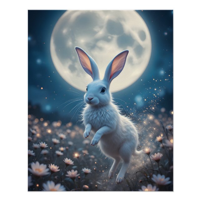 Poster Lièvre de rêve sur la Lune (Devant)