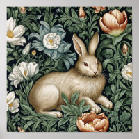 Lièvre et fleurs dans le jardin de style Art nouve