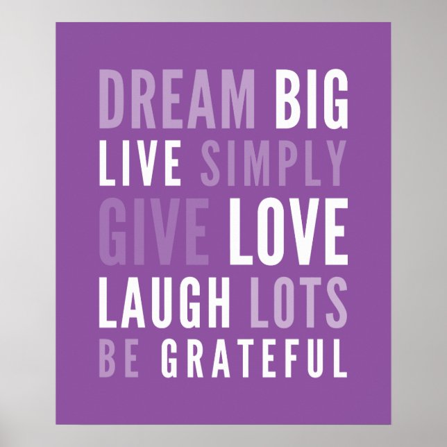Poster LIFE MANTRA positive typographie moderne violet (Devant)