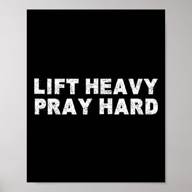 Poster Lift Heavy Pray Hard Fitness Bodybuilding Jesus Fa (Devant)
