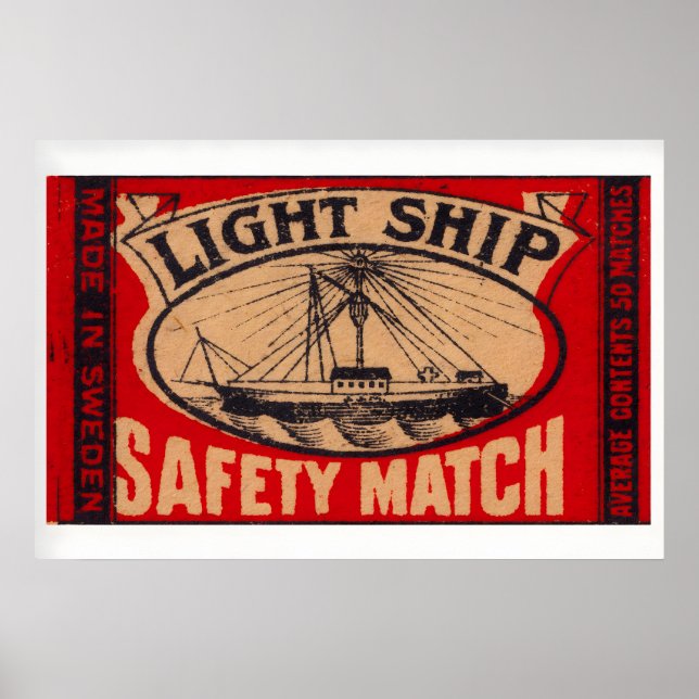 Poster Light Ship - Matchbox Print - Sweden Wall Art (Devant)