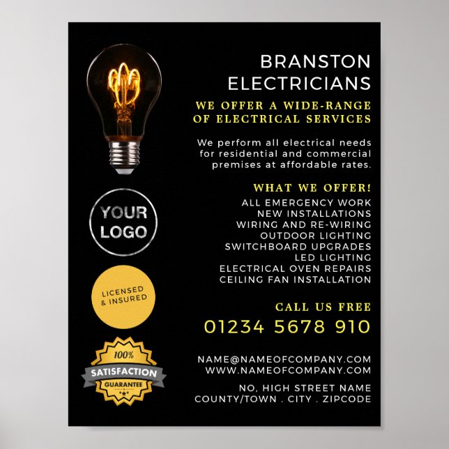 Poster Lightbulb tendance, Publicité électronique (Devant)