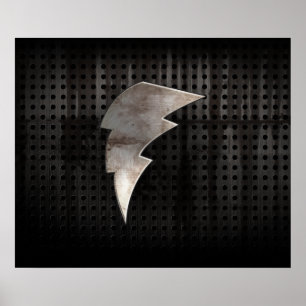 Poster Lightning Bolt; Cool Black