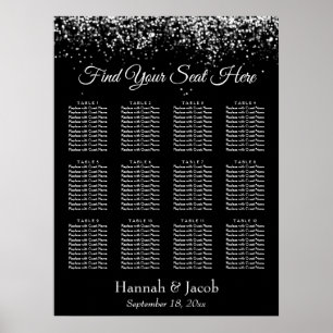 Poster Lights on Black Reception Seating Chart