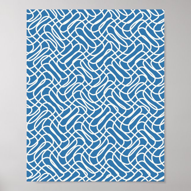 Poster Ligne Abstraite Motif bleu (Devant)