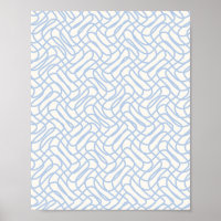 Ligne Abstraite Motif Bleu Clair Et Blanc Crème