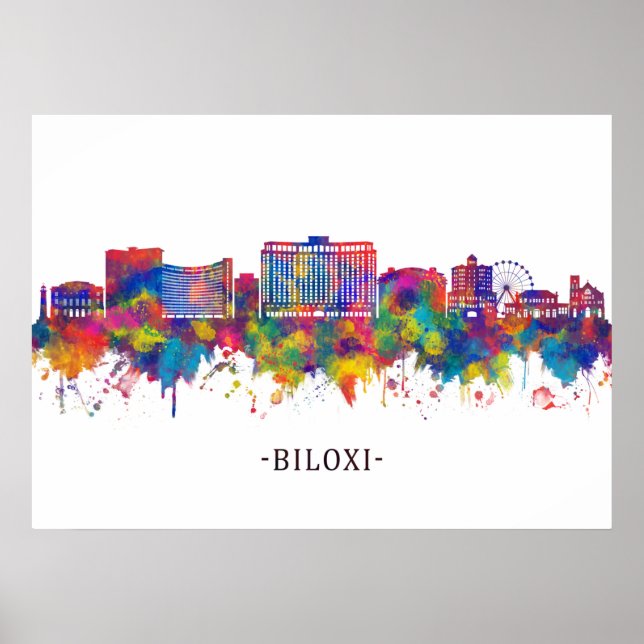 Poster Ligne aérienne Biloxi Mississippi (Devant)