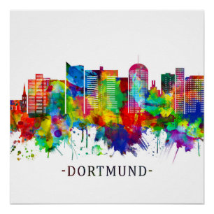 Poster Ligne aérienne Dortmund Allemagne