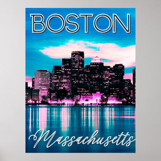 Poster Ligne aérienne du Massachusetts de Boston (Devant)