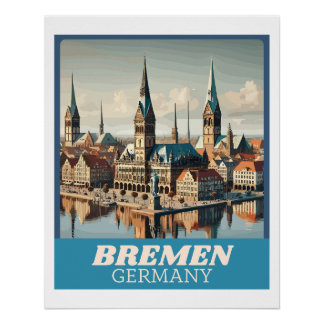 Poster Ligne aérienne Retro Bremen