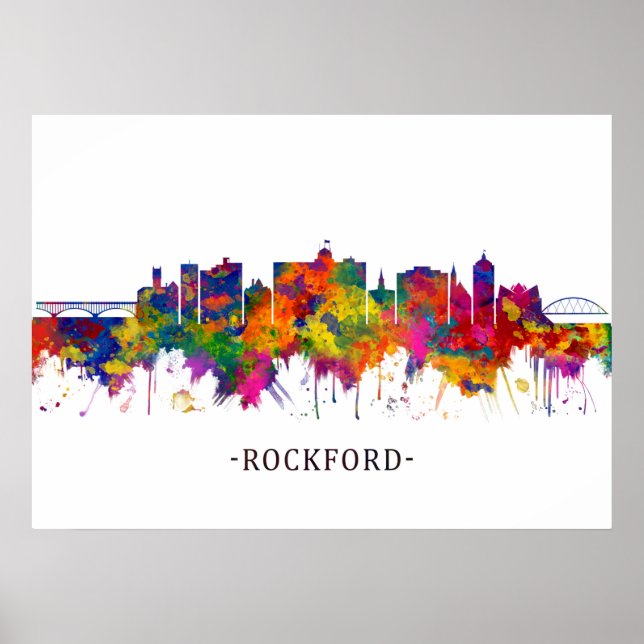 Poster Ligne aérienne Rockford Illinois (Devant)